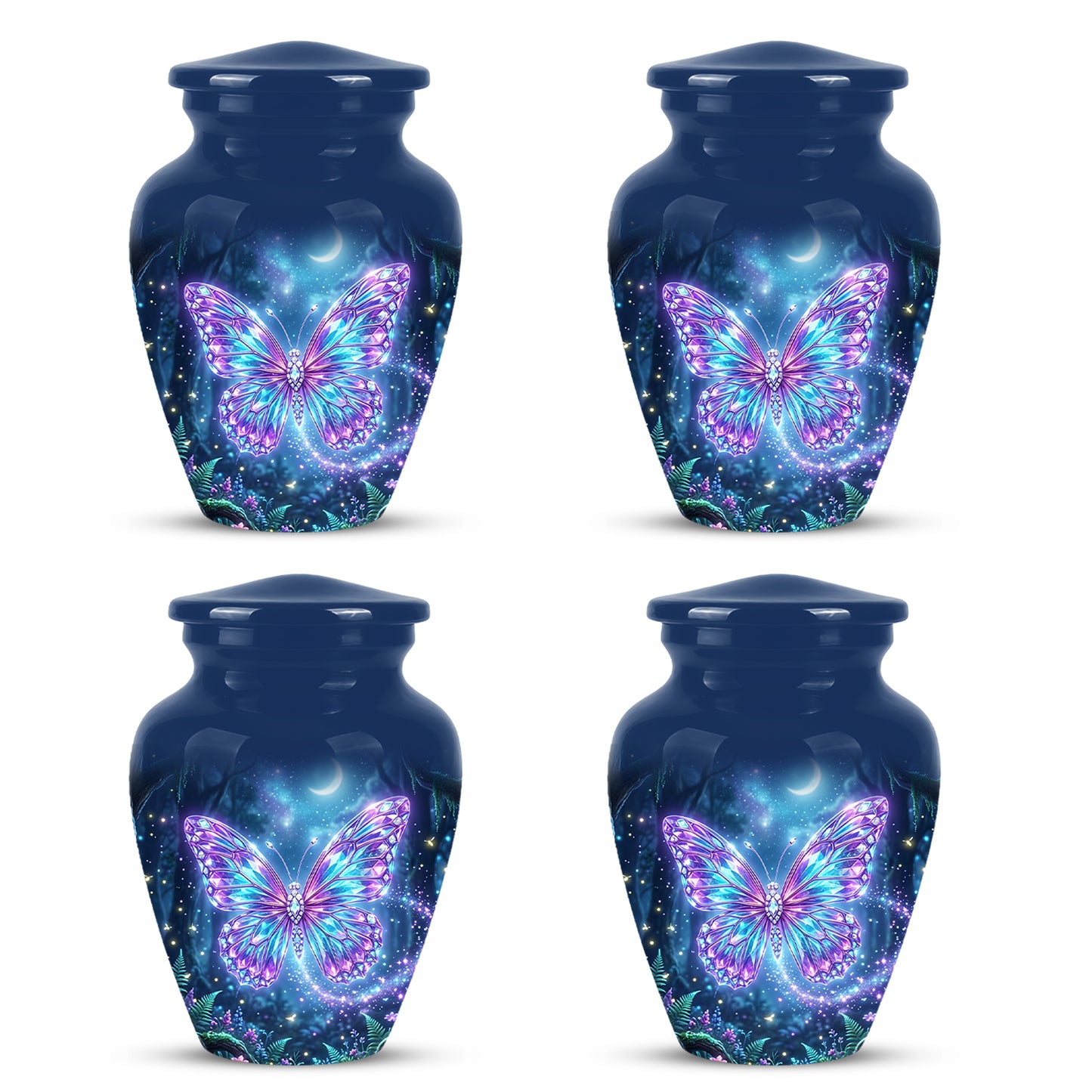 Glowing Colorful Butterfly Memorial Urn - Majestic Urns For Ashes