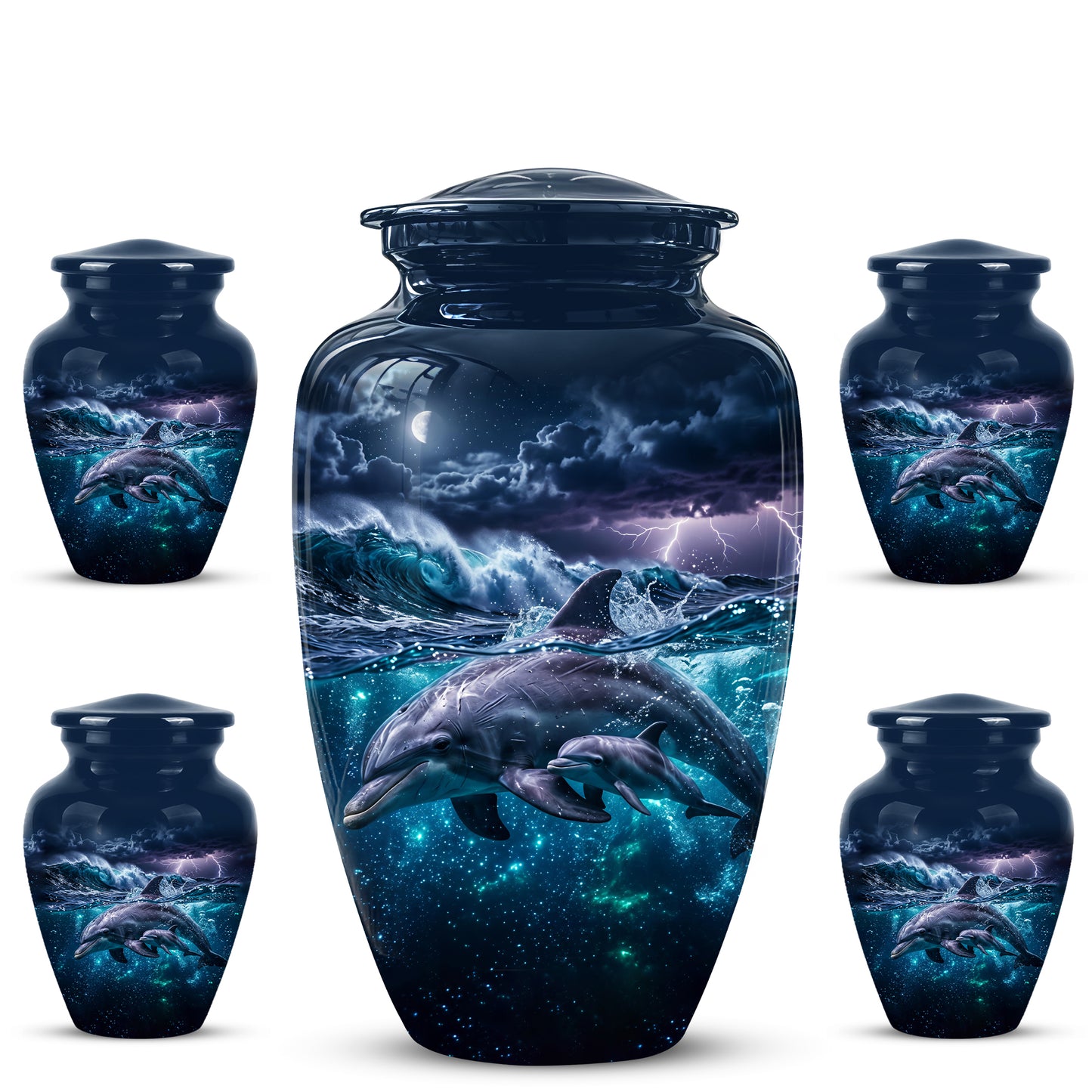 Dolphin Cremation Urn for Ashes –  Beautiful Ocean Storm Memorial Art