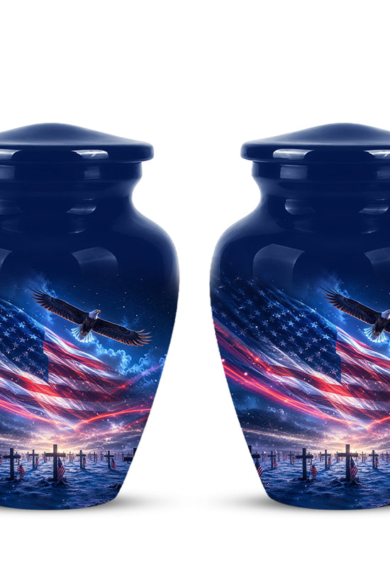 Personalized American Flag Cremation Urn for Ashes – Custom Military Memorial Urn