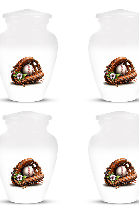 Baseball Gloves  & Ball Cremation Urn - Custom White Funeral  Urns