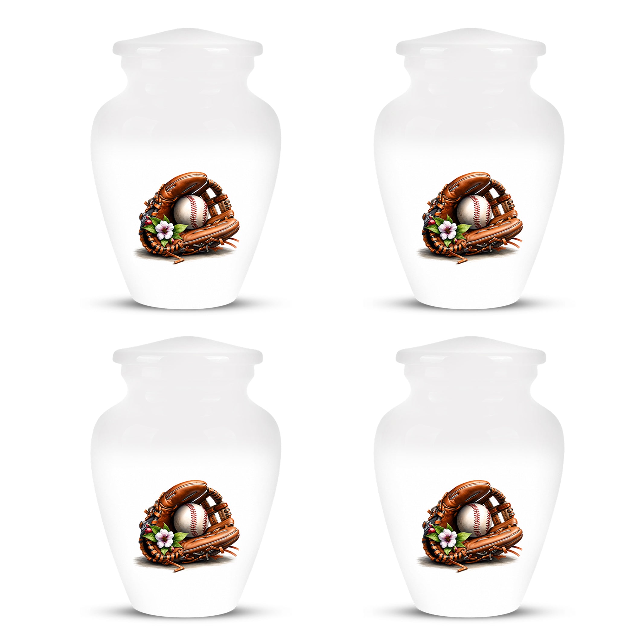 Baseball Gloves  & Ball Cremation Urn - Custom White Funeral  Urns