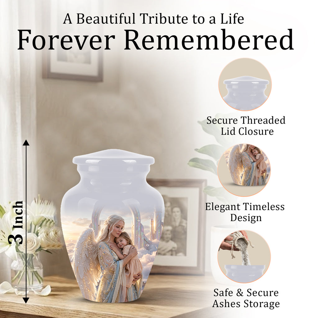 Angel Mother With Child Memorial Urn - Artistic Cremation Urns For Mom