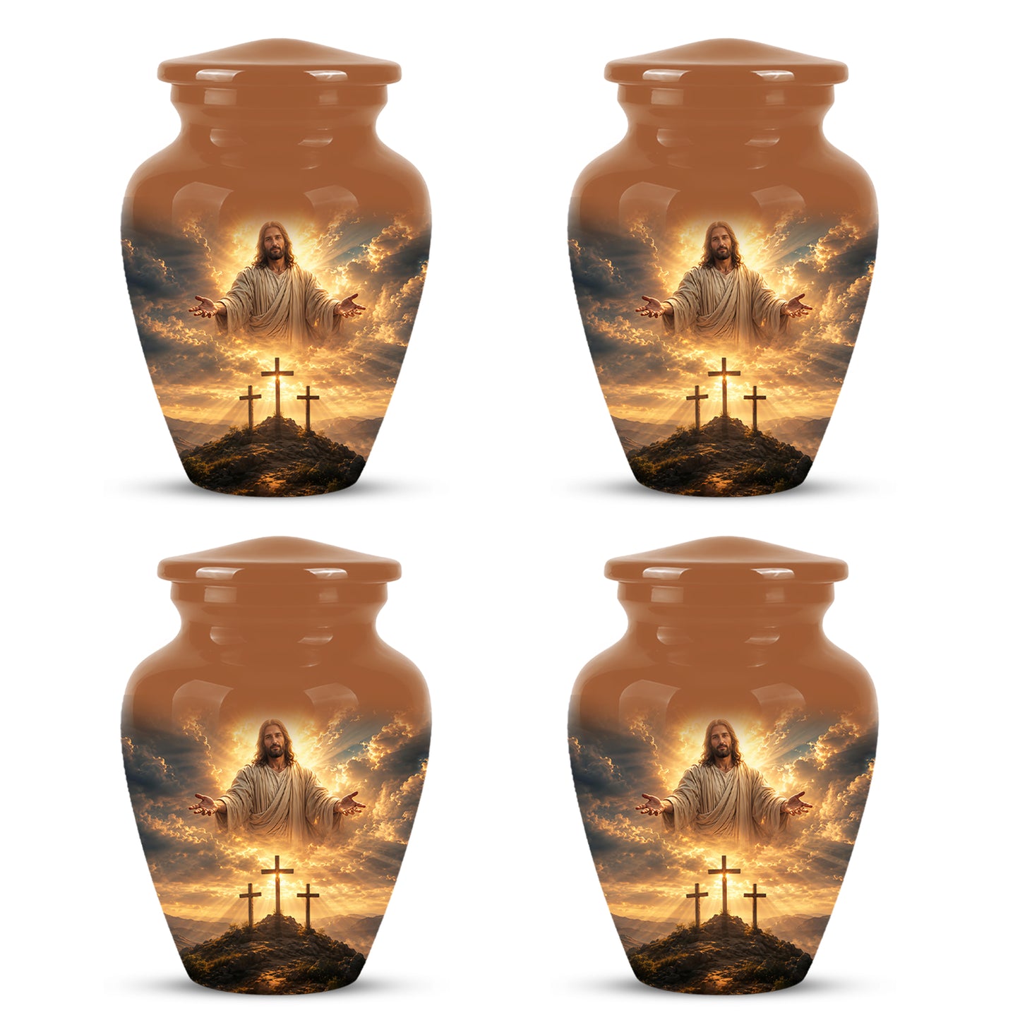 Christian Cross Themed Urn - Sunset Jesus Urns For Spiritual Human Ashes
