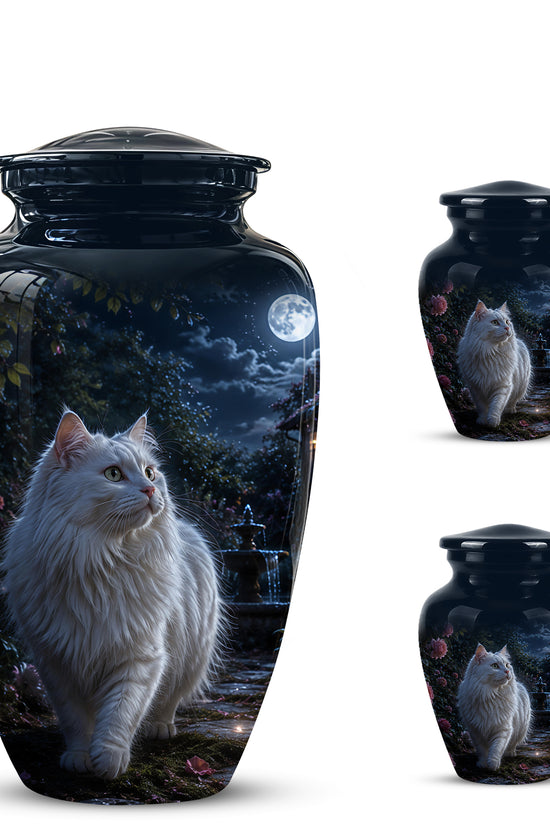 Beautiful White Cat Cremation Urn -  Personalized Handcrafted Pet Urns