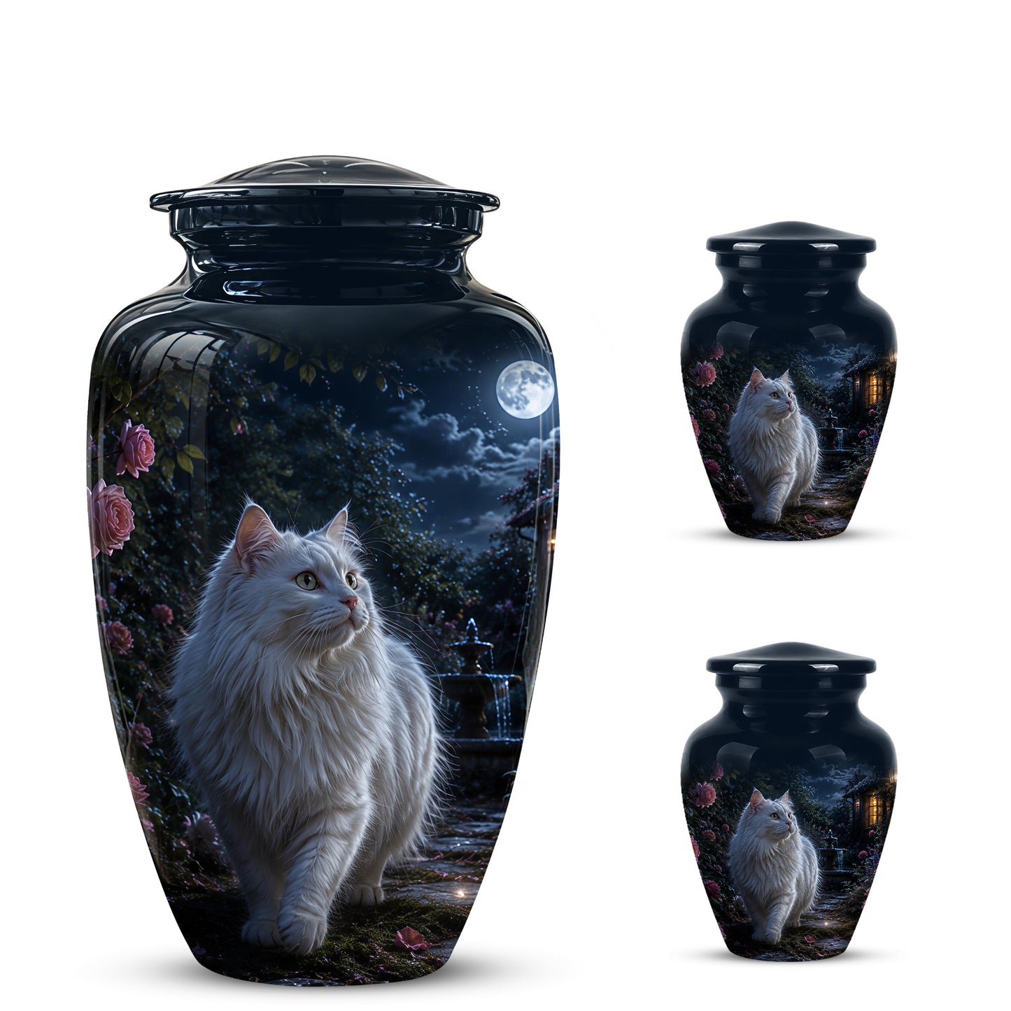 Beautiful White Cat Cremation Urn -  Personalized Handcrafted Pet Urns