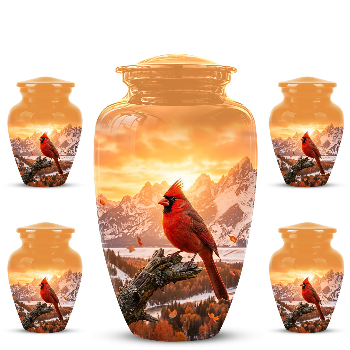 Red Cardinal Bird Burial Urn - Personalized Handcrafted Urns For Ashes