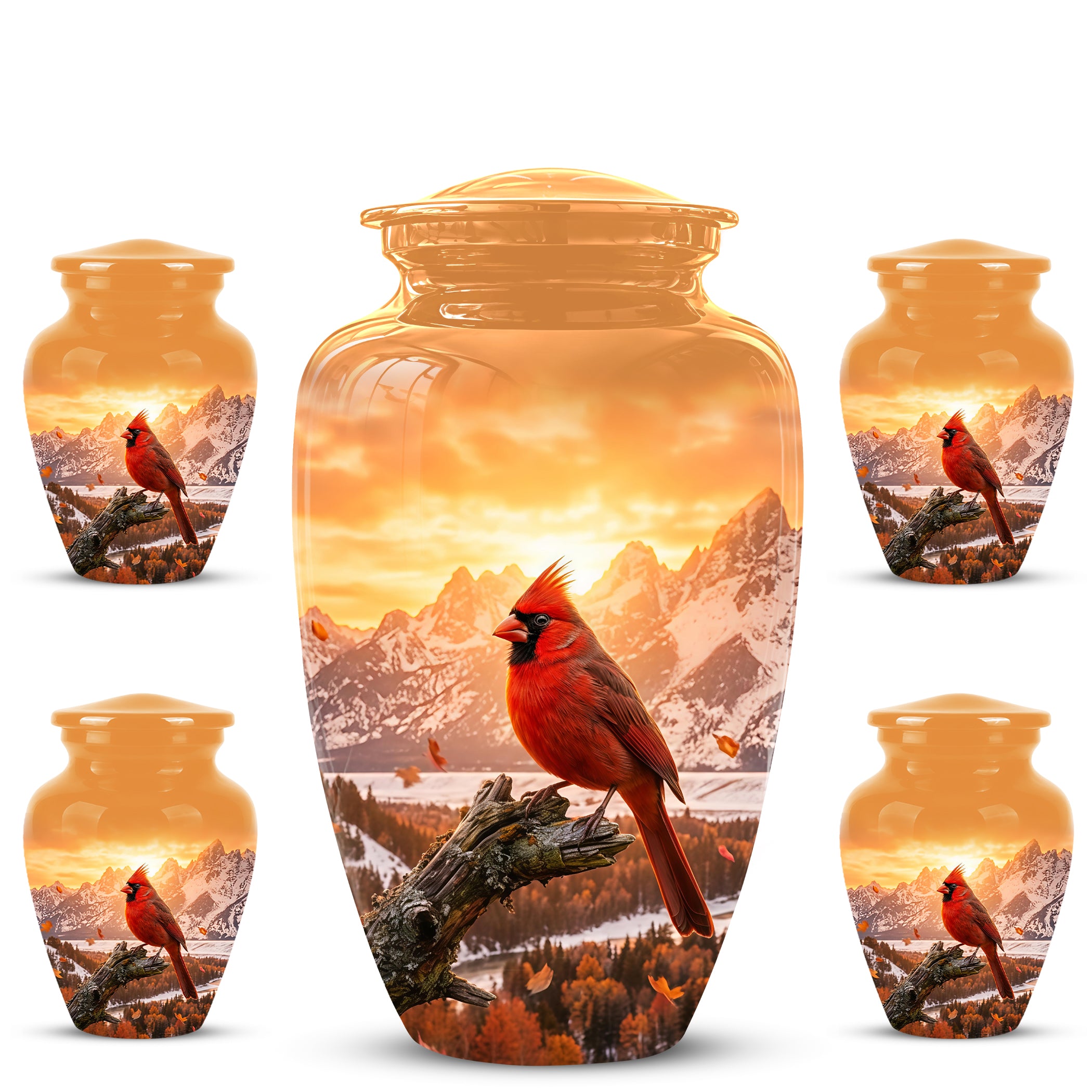 Red Cardinal Bird Burial Urn - Personalized Handcrafted Urns For Ashes
