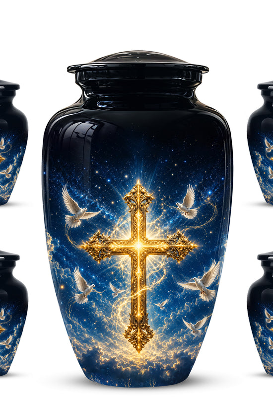 Golden Cross Cremation Urn – Celestial Urns For Men & Women Ashes