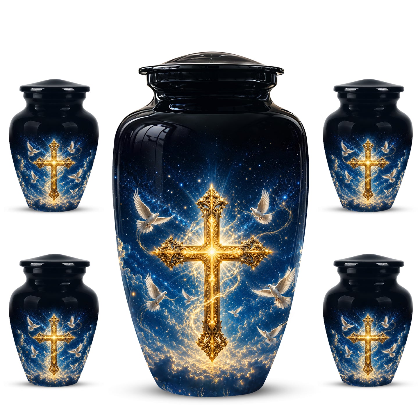 Golden Cross Cremation Urn – Celestial Urns For Men & Women Ashes