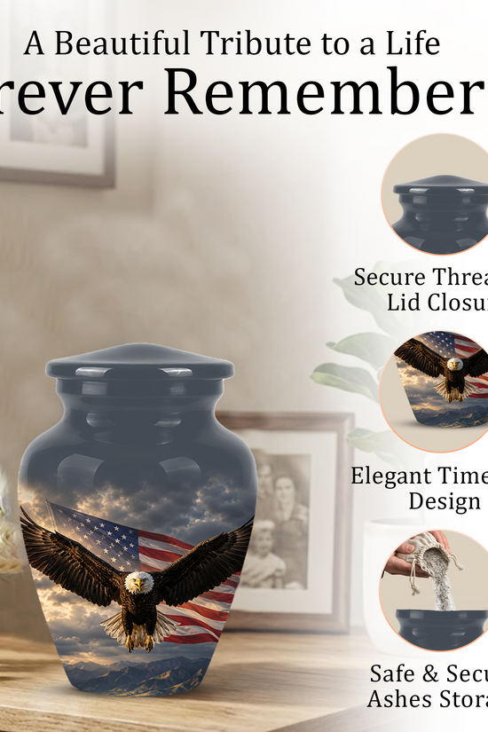 American Eagle Memorial Urn - Patriotic Burial Urns For Human Ashes