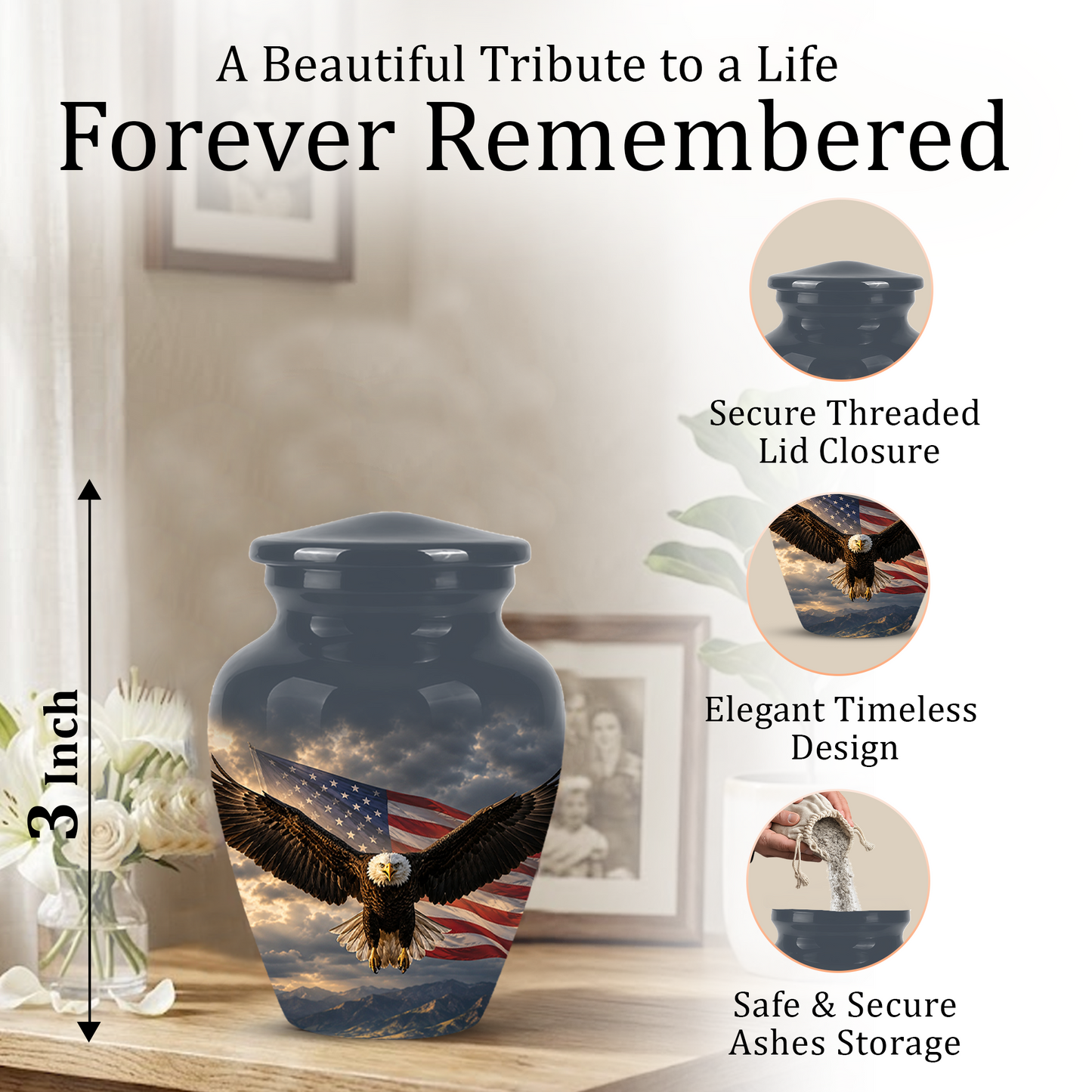 American Eagle Memorial Urn - Patriotic Burial Urns For Human Ashes