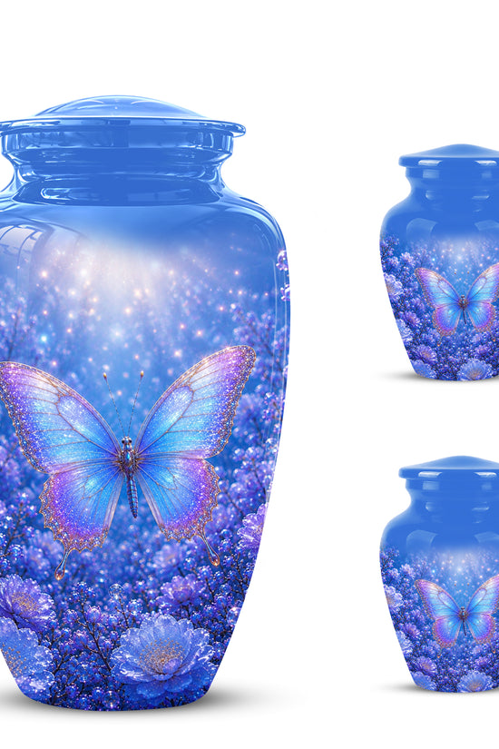 Heavenly Butterfly Memorial Urn - Blue Butterfly Urns For Women Ashes