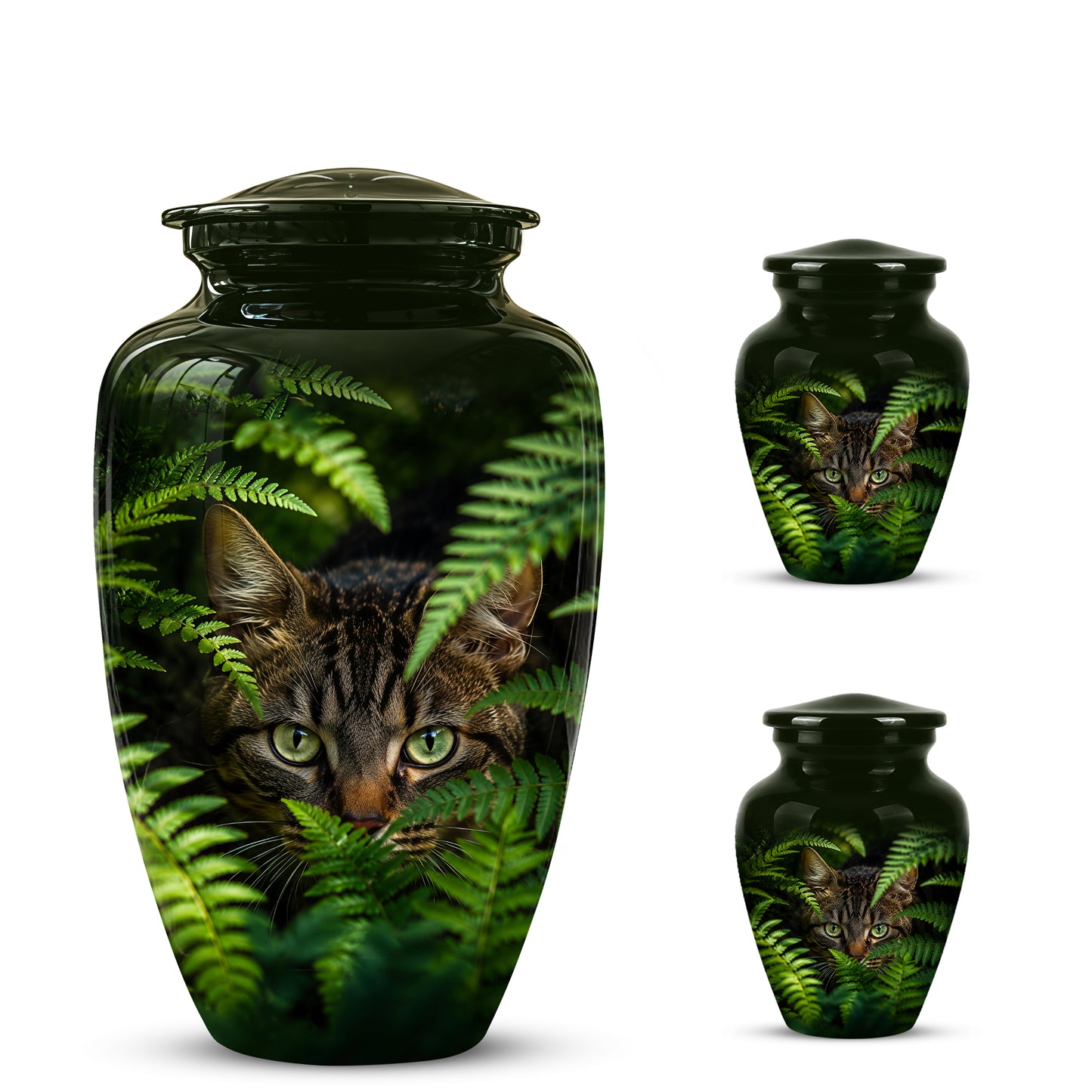 Cat Cremation Urns For Ashes - Personalized Black Pet Burial Urns