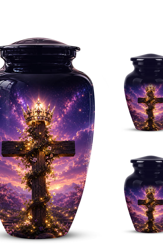 Cross With Crown Cremation Urn for Ashes – Spiritual Memorial Urns