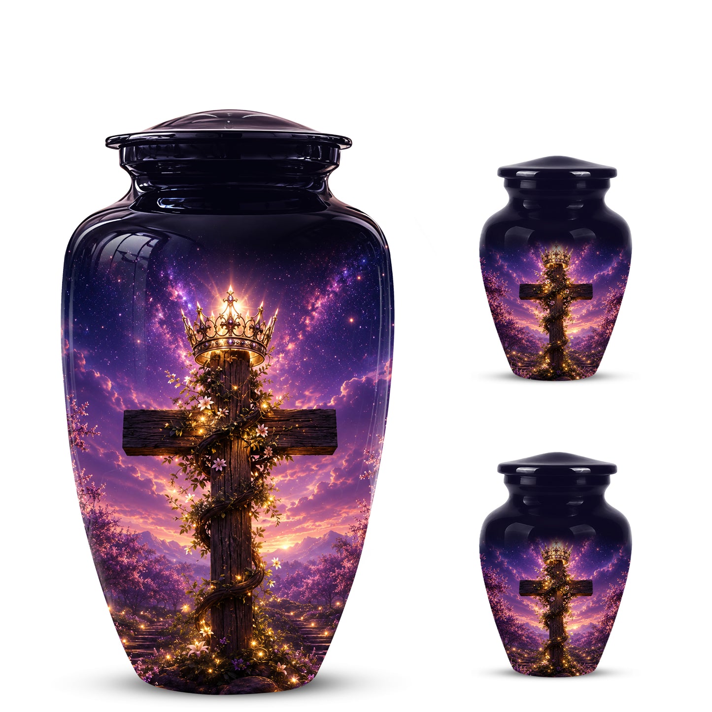 Cross With Crown Cremation Urn for Ashes – Spiritual Memorial Urns