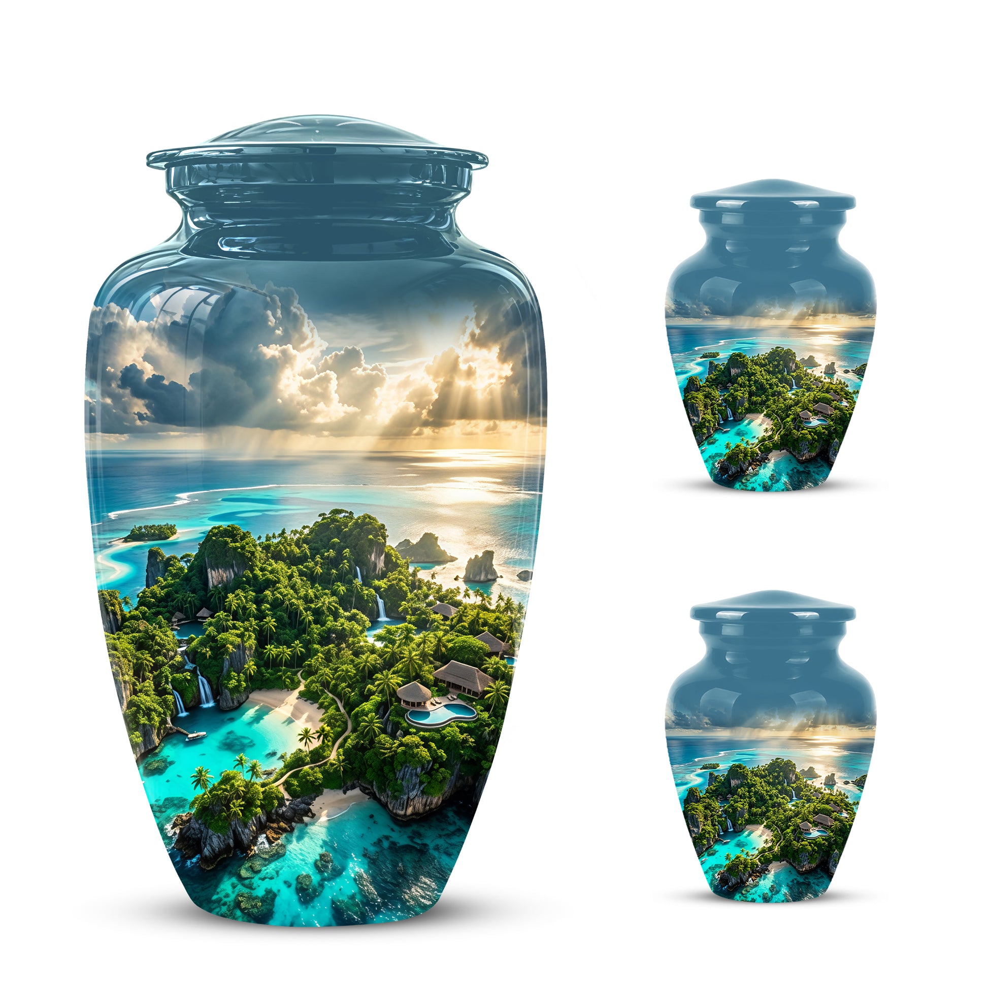 Beach Island Cremation Urn For Human Ashes - Adult Size Memorial Urns