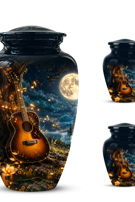 Artistic Guitar Cremation Urn - Starry Night Keep Urn For Music Lovers