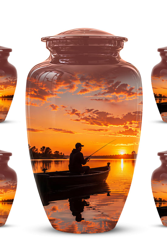 Fishing Sunset Cremation Urn - Beautiful Custom Urns For Dad On Sale