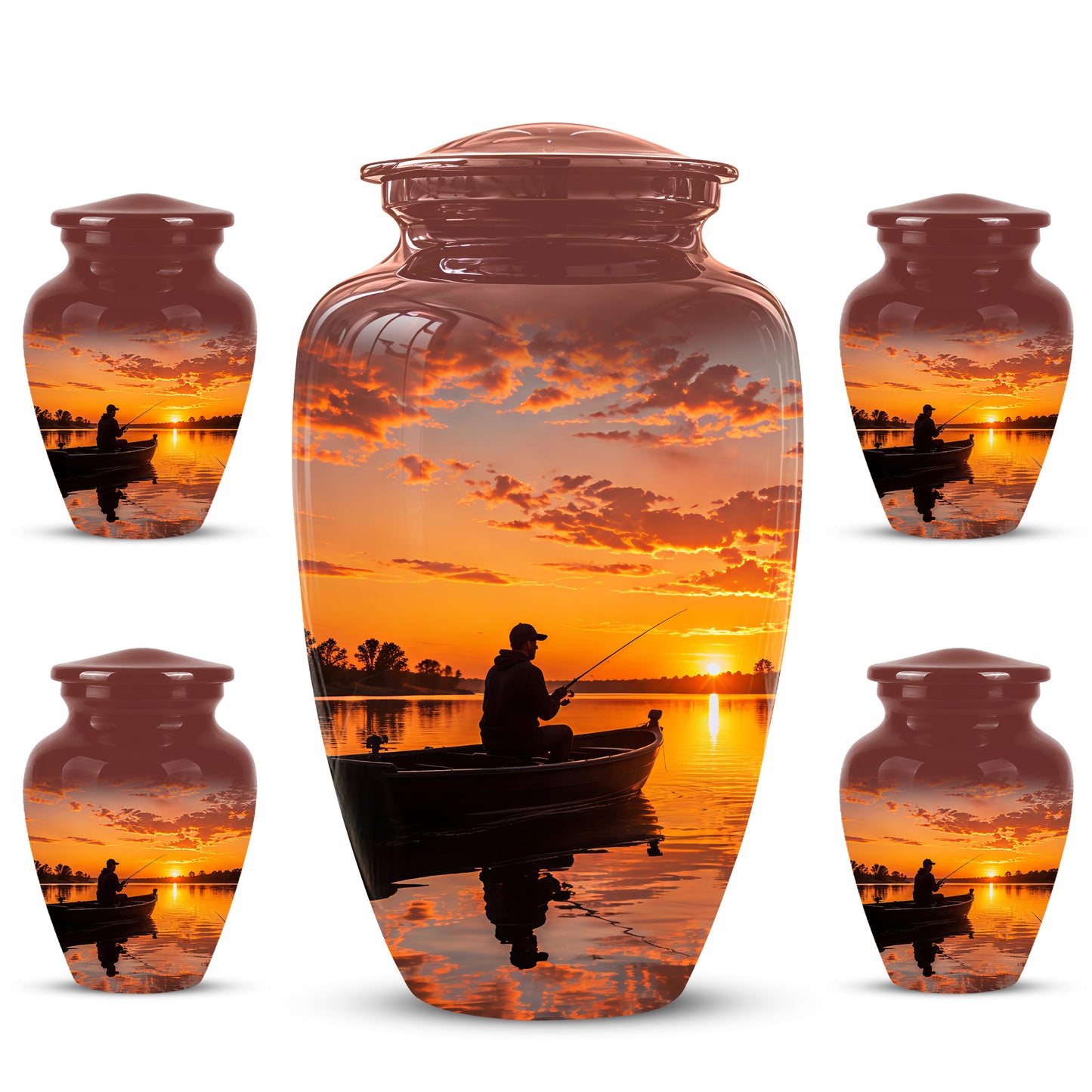 Fishing Sunset Cremation Urn - Beautiful Custom Urns For Dad On Sale