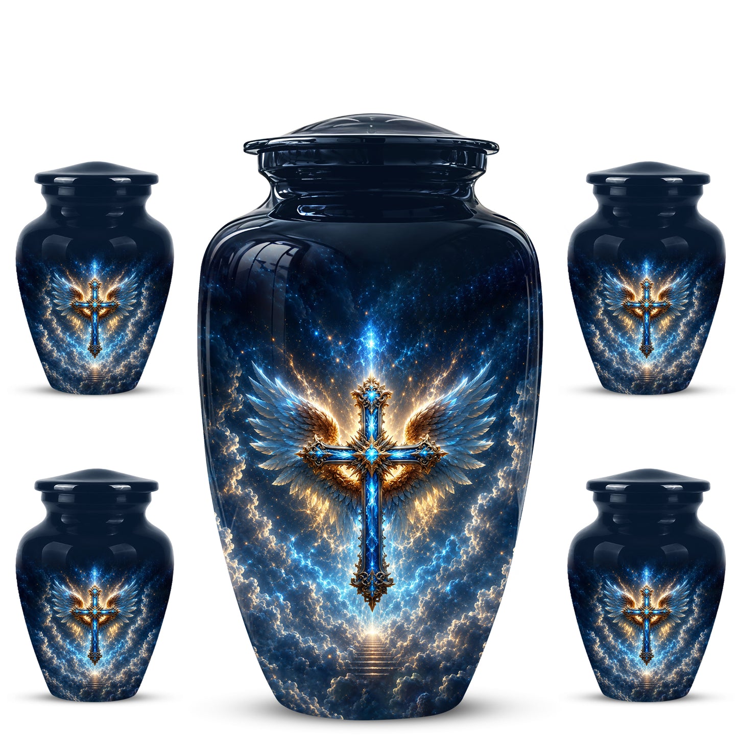 Celestial Jesus Cross Urn - Artistic Handcrafted Urns For Men & Women