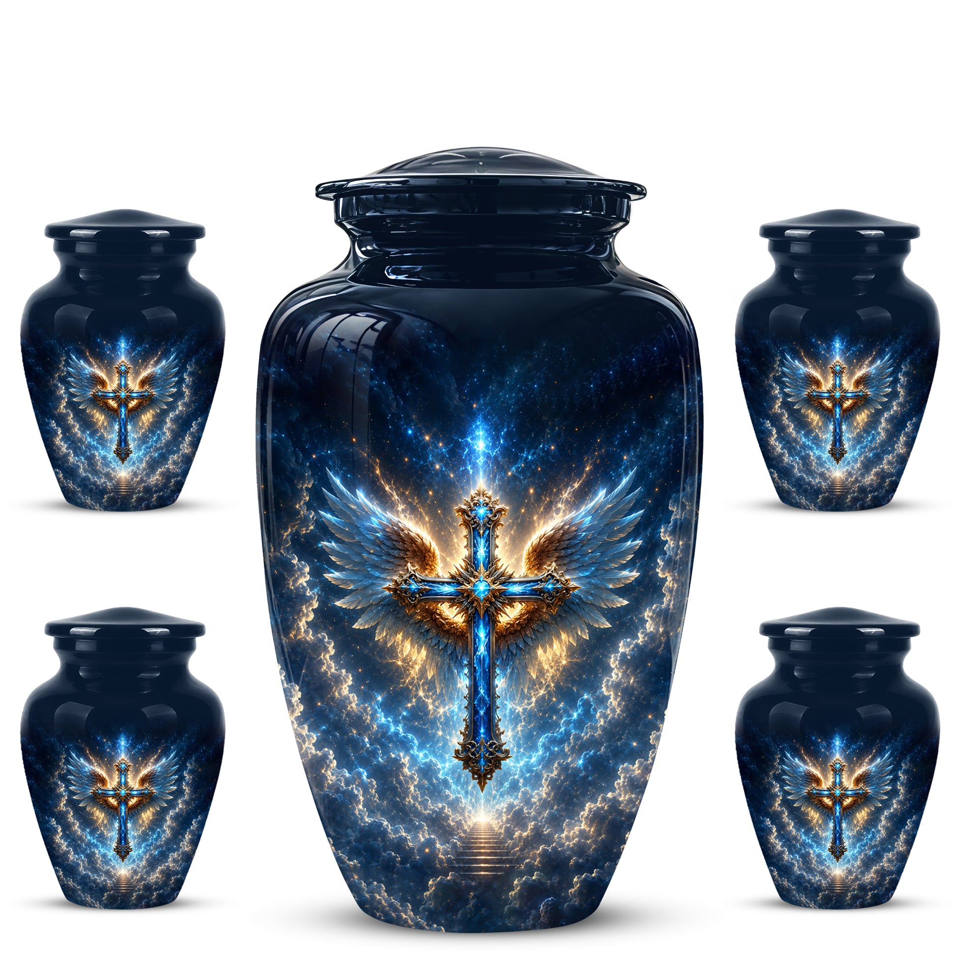 Celestial Jesus Cross Urn - Artistic Handcrafted Urns For Men & Women