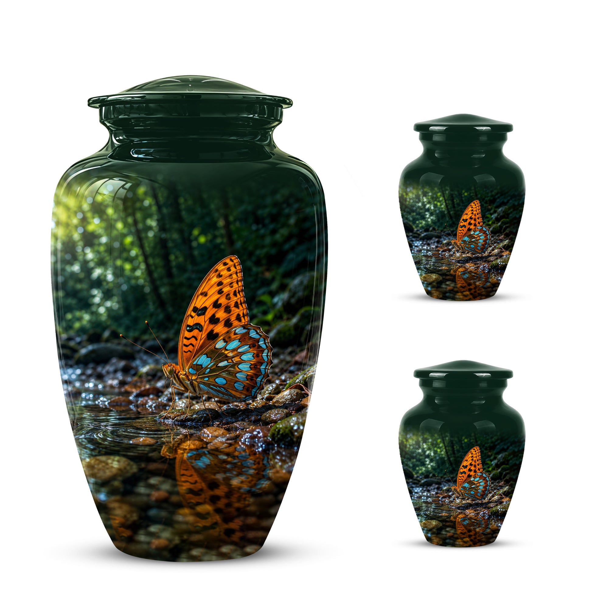 Orange Butterfly Memorial Urn - Personalized Memorial Urns For Ashes