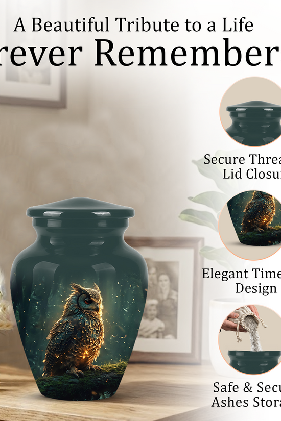 Mystical Owl Cremation Urn - Green Burial Urns For Human Ashes