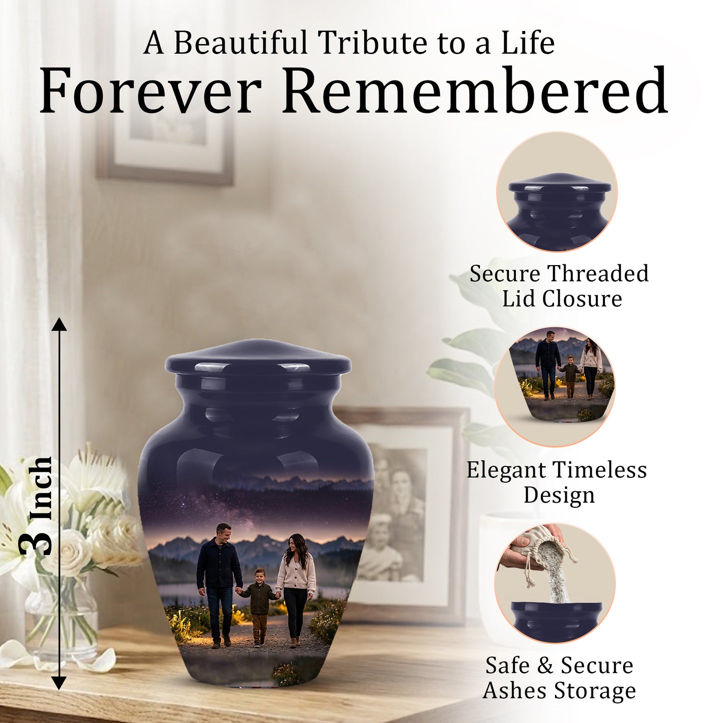 Father, Son & Mother Memorial Urn - Beautiful Tribute Urns For Loved Ones