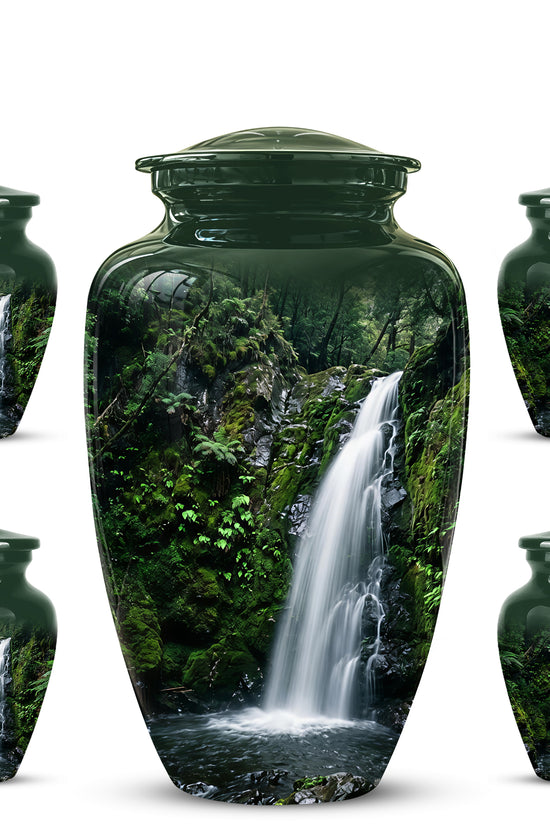 Waterfall Themed Memorial Urn - Peaceful Tribute Urn For Nature Lover