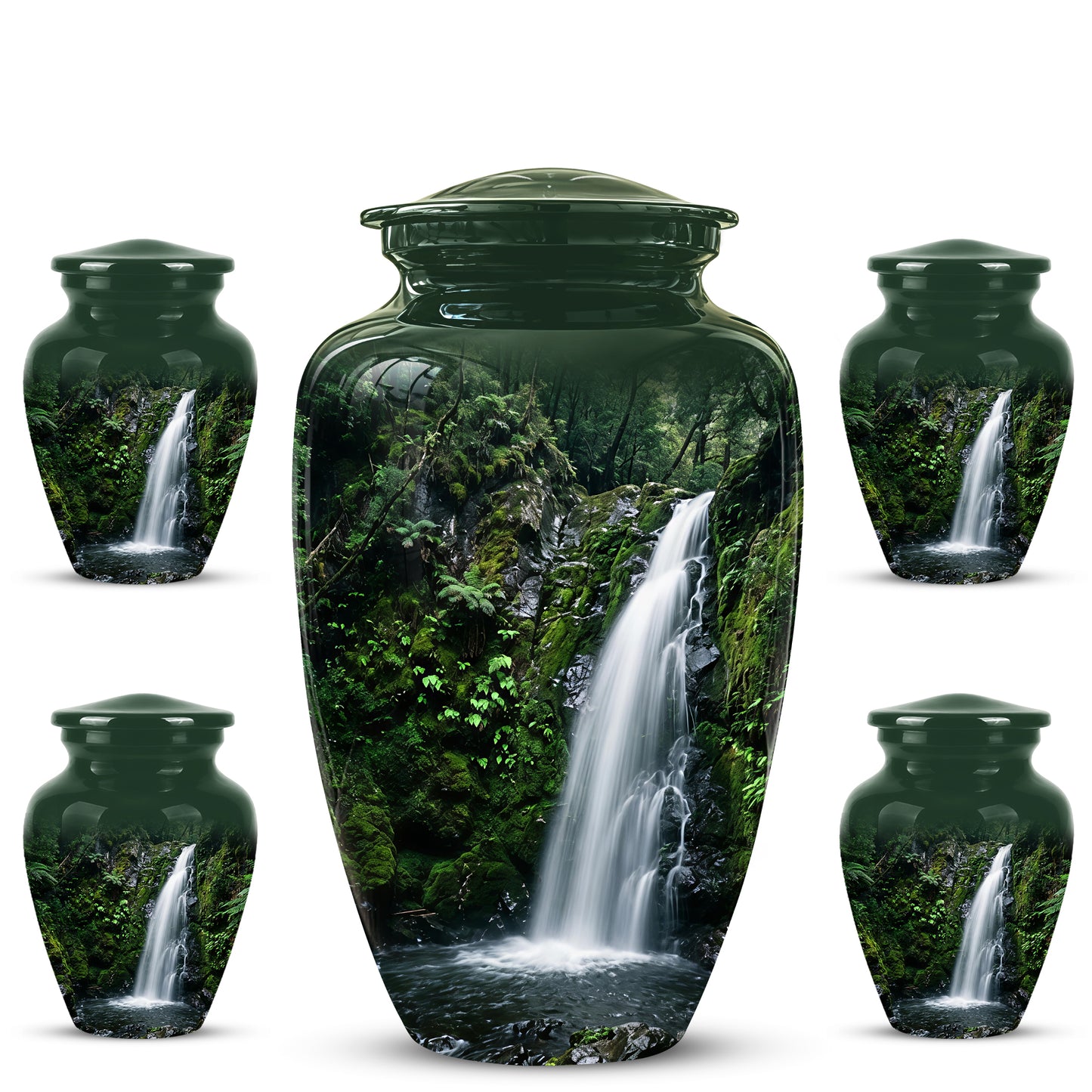 Waterfall Themed Memorial Urn - Peaceful Tribute Urn For Nature Lover