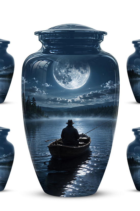 Fishing Memorial Urn - Affordable Night Fishing Themed Urns For Ashes