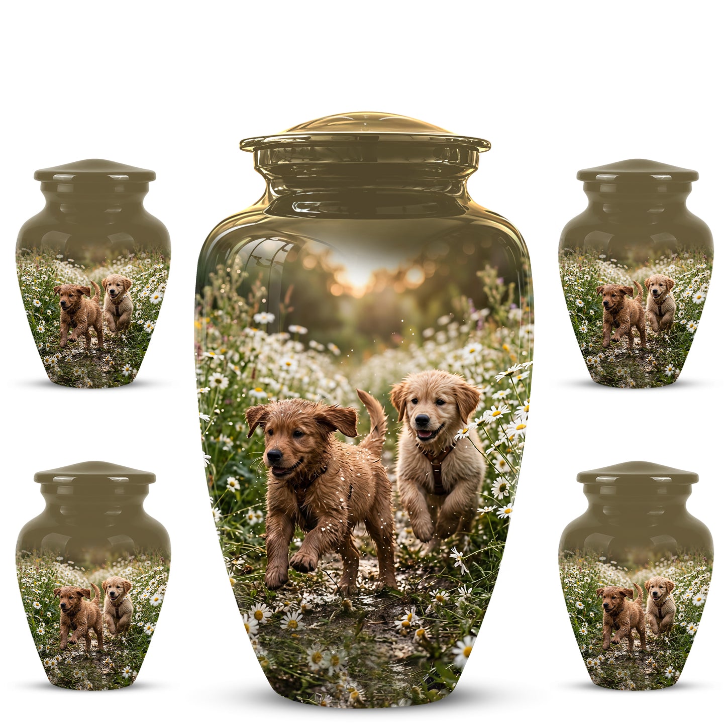 Playful Dog Puppy Urn - Personalized Memorial Urns For Pet Ashes