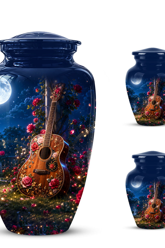 Starry Guitar Memorial Urn - Artistic Funeral Urns For Musicians Ashes