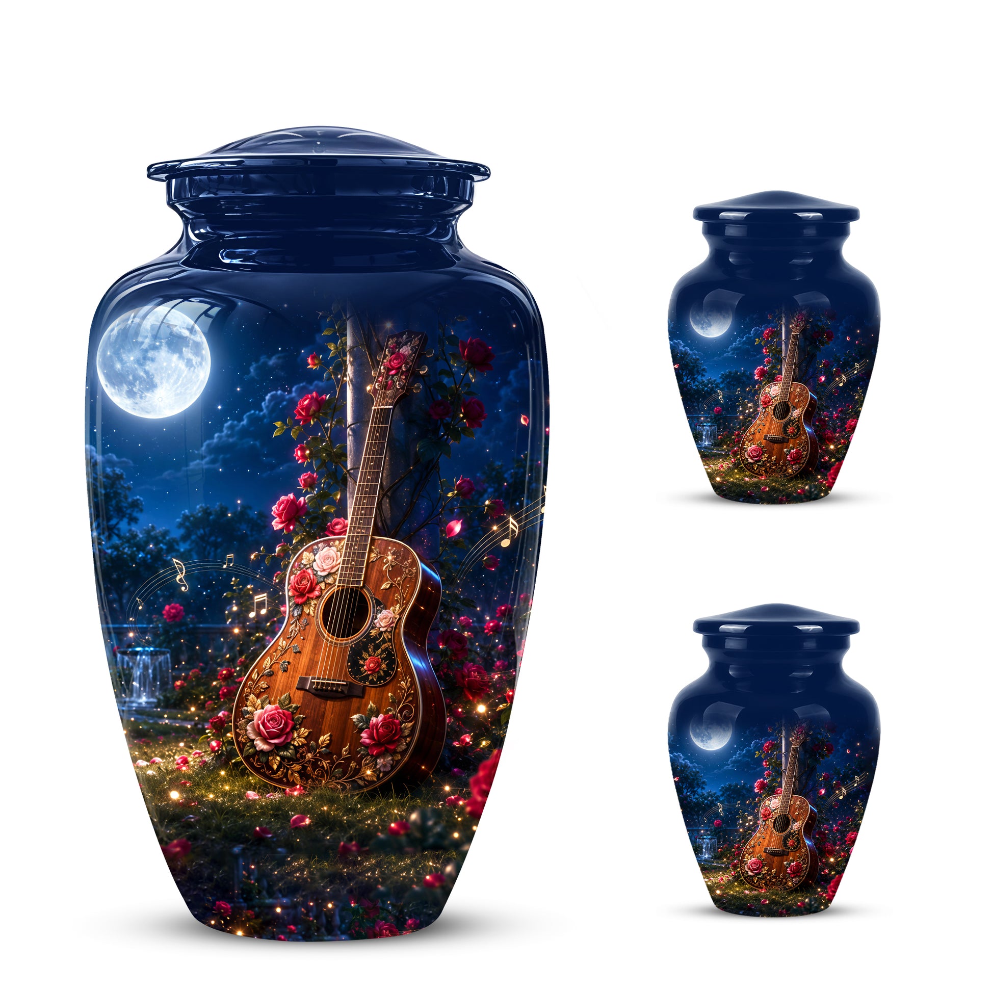 Starry Guitar Memorial Urn - Artistic Funeral Urns For Musicians Ashes