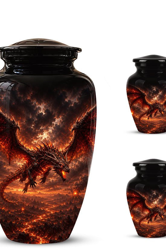 Dragon Fire Cremation Urn - Artistic Mythical Burial Urns For Human Ashes