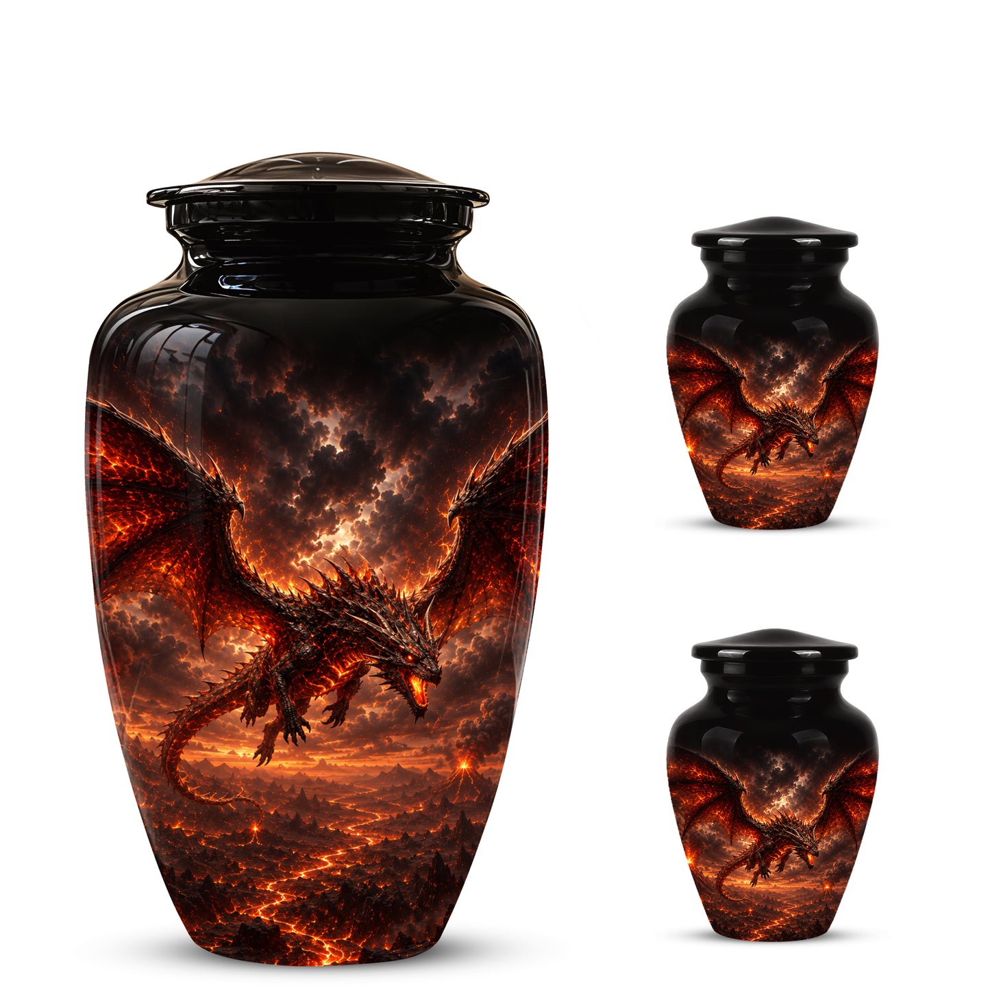 Dragon Fire Cremation Urn - Artistic Mythical Burial Urns For Human Ashes