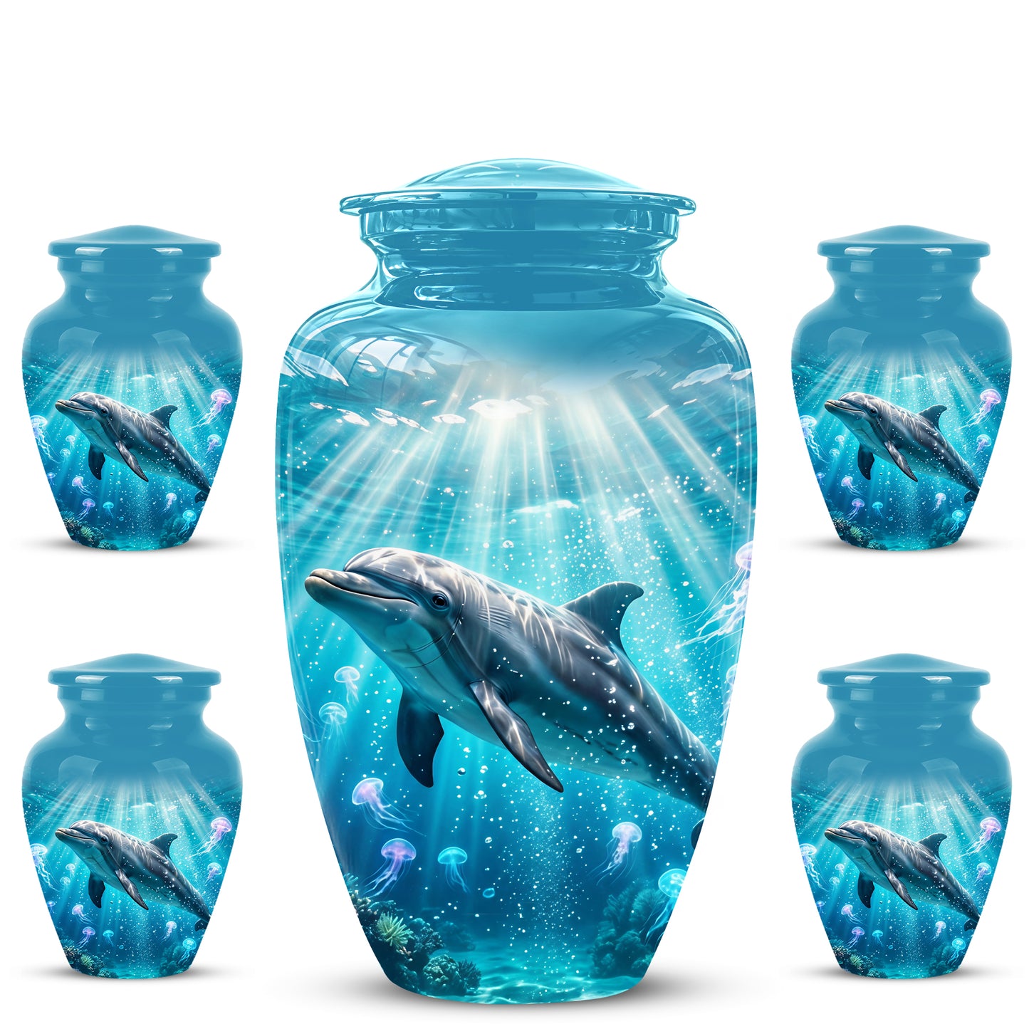 Dolphin Themed Urn - Beautifully Handcrafted Burial Urns For Mom Ashes