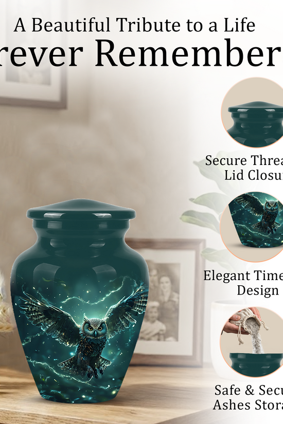 Flying Owl Cremation Urn - Night Owl Burial Urns For Human Ashes