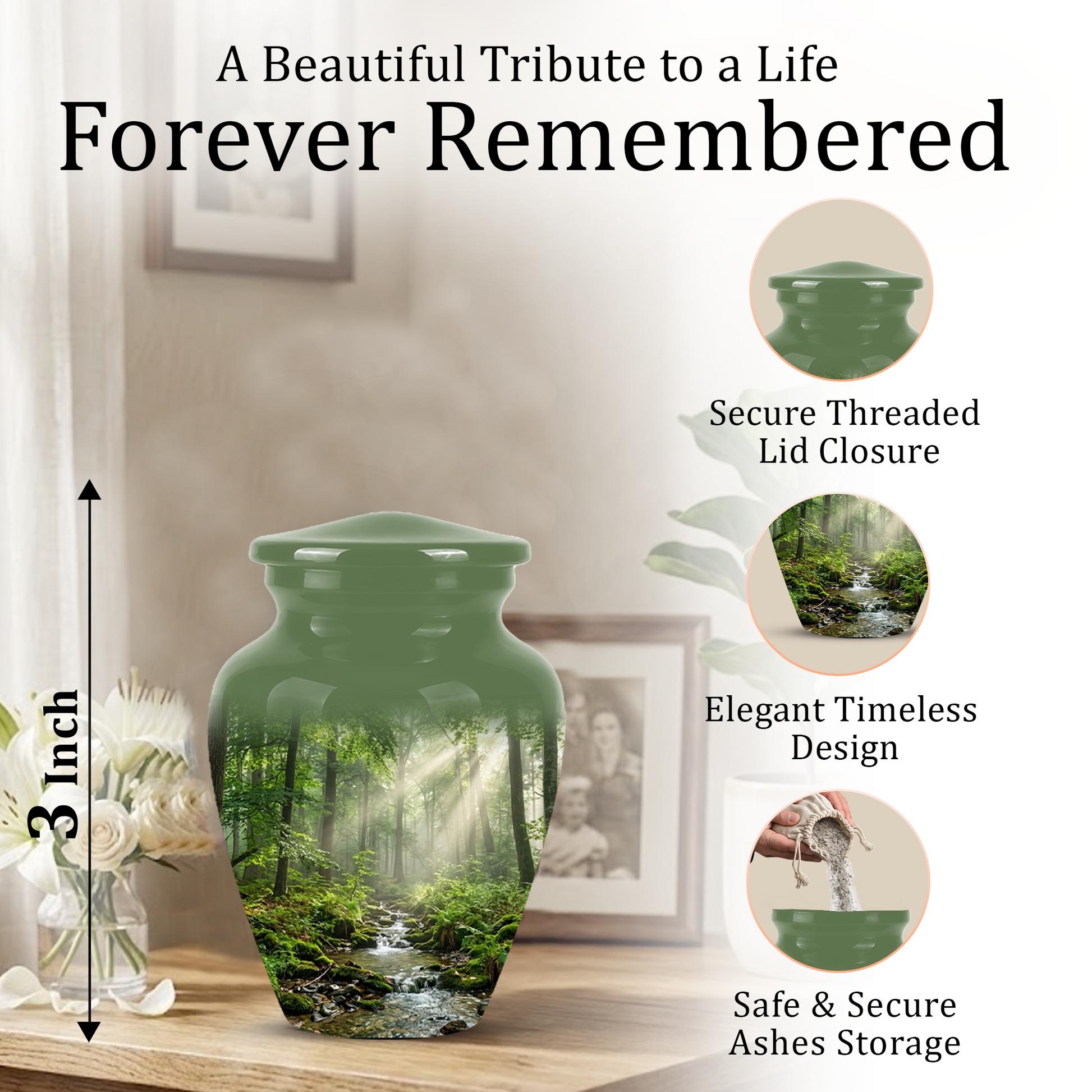 Forest Scenic Cremation Urn - Artistic Funeral Urns For Nature Lover's Ashes