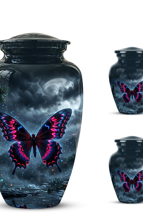 Colorful Butterfly Cremation Urn - Personalized Black Memorial Urns