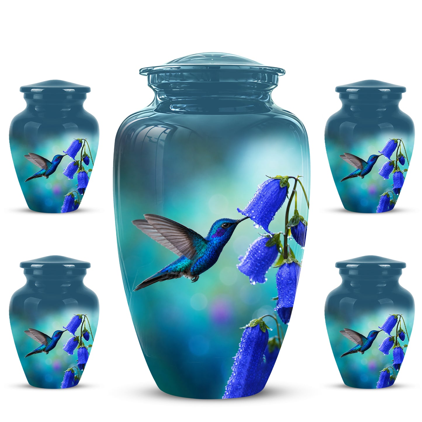 Blue Hummingbird Custom Urn - Majestic Funeral Urns For Ashes On Sale