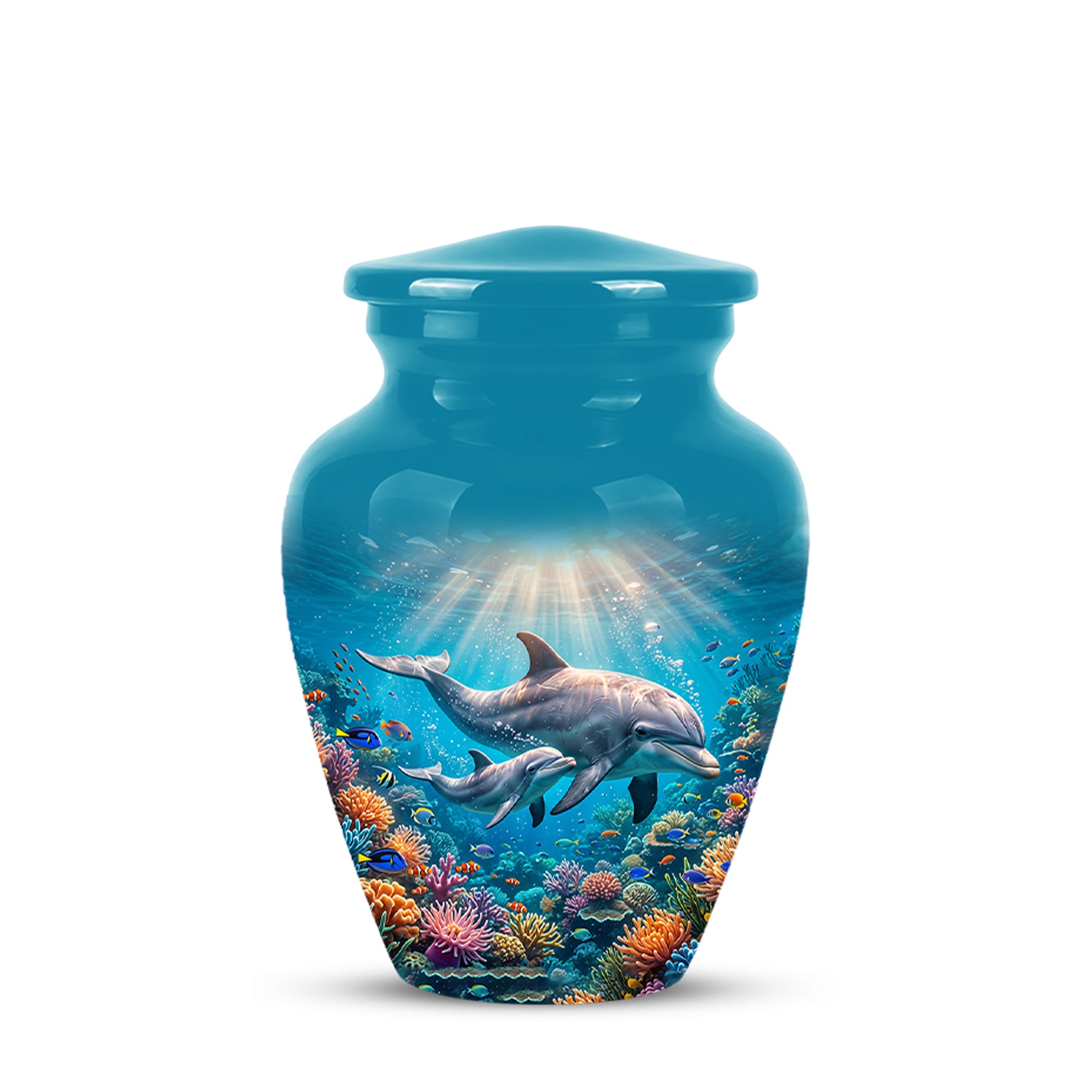 Baby Dolphin With Mother - Beautiful Artistic Urn To Tribute Mom Ashes