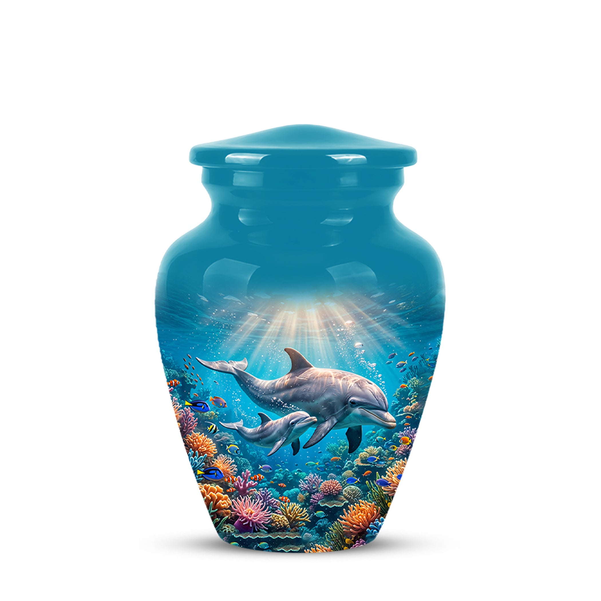 Baby Dolphin With Mother - Beautiful Artistic Urn To Tribute Mom Ashes