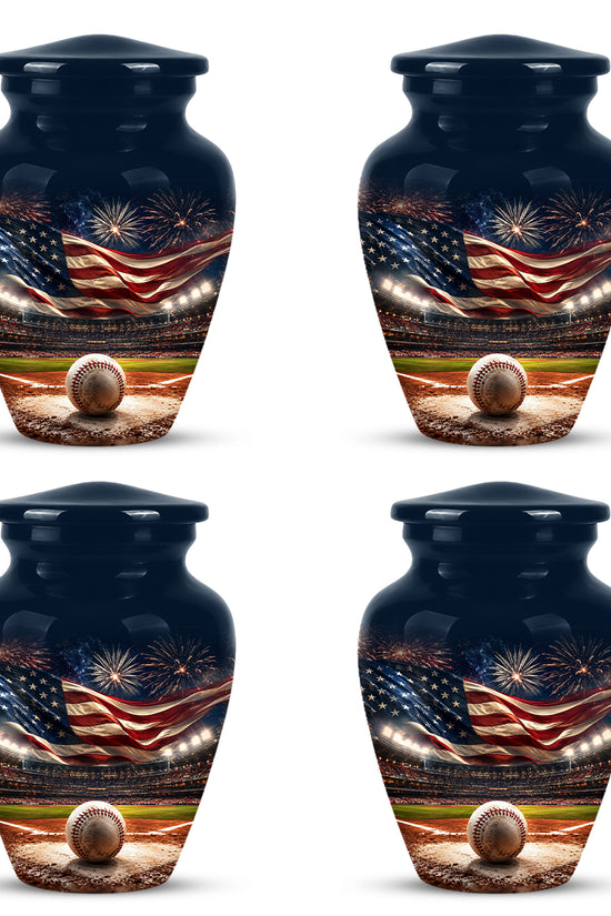 Patriotic Baseball Cremation Urn - Personalized Memorial Urns For Athletes
