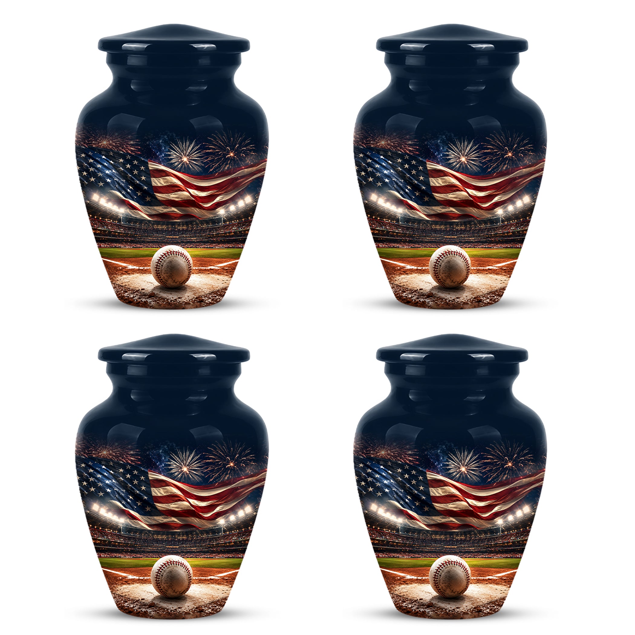 Patriotic Baseball Cremation Urn - Personalized Memorial Urns For Athletes