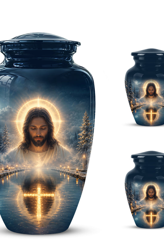 Divine Jesus Cremation Urn for Ashes – Christian Cross Memorial Urn
