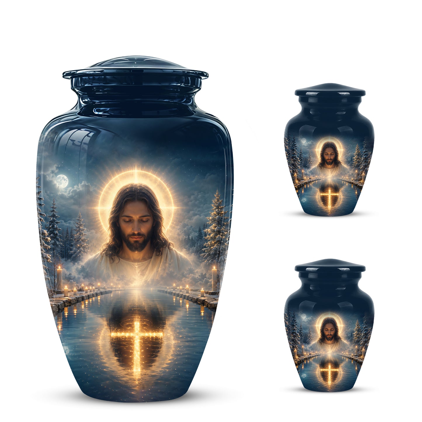Divine Jesus Cremation Urn for Ashes – Christian Cross Memorial Urn