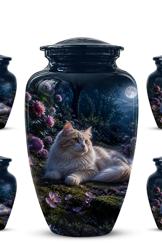 White Cat Memorial Urn - Beautiful Eternal Rest Urns For Pet Ashes