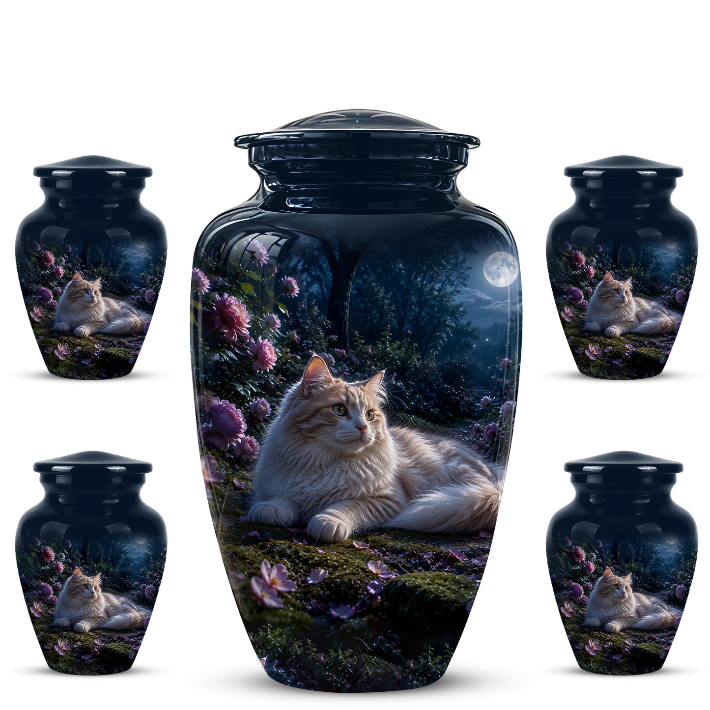 White Cat Memorial Urn - Beautiful Eternal Rest Urns For Pet Ashes