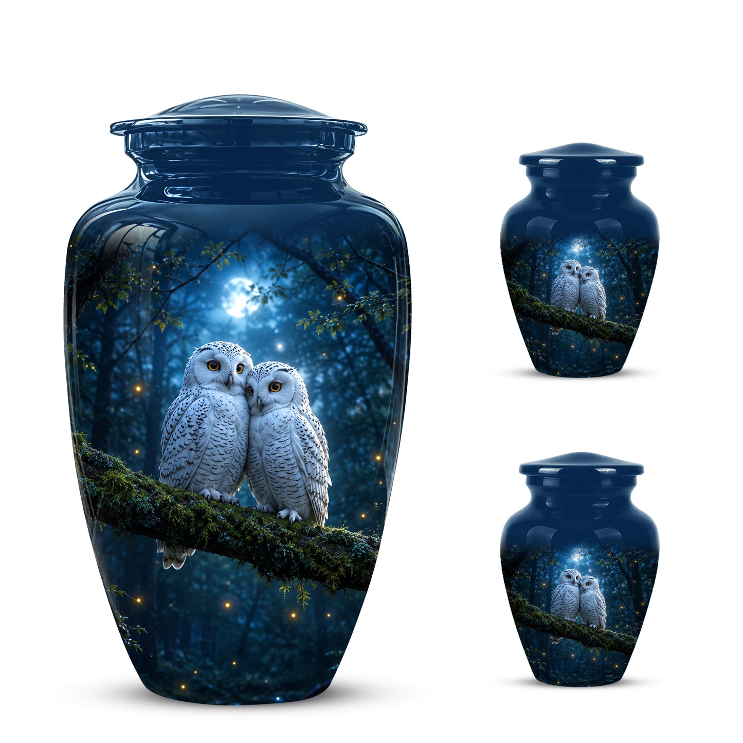 Starry Night Couple Owl Funeral Urn - Owl Funeral Urns For Loved Ones